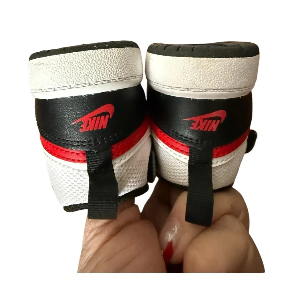Nike Kids' Court Borough Mid 2 White and Black Sneakers w/ Red Accents-Size 6C